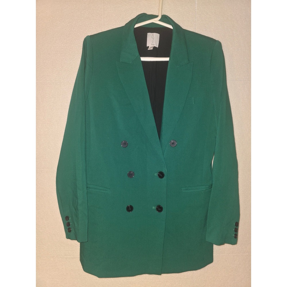 Joie Emerald Green Double Breasted Blazer Jacket Size Medium Notch Lapel Stretch